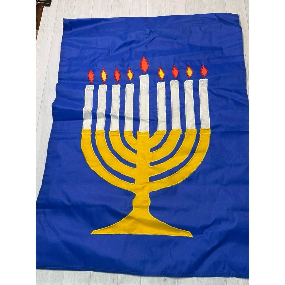 Vintage N.C.E 1993 menorah decorative house flag